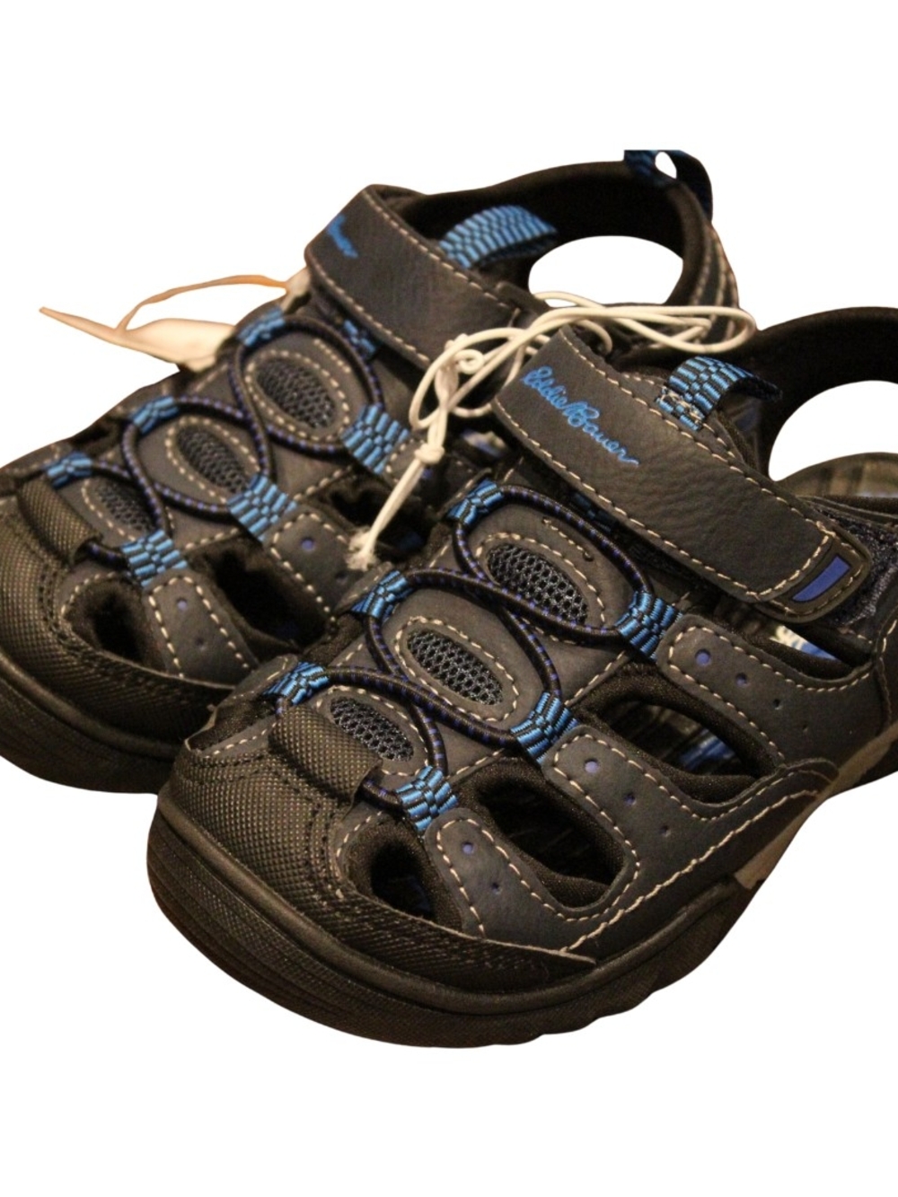 2/$30 🏷 Eddie Bauer Black with Blue Sandal Shoes Size 12